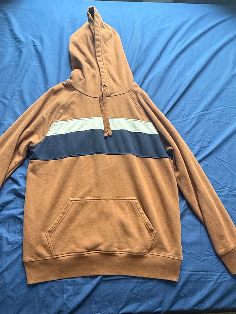 Goodfellow & Co Brown Hooded Sweatshirt with Navy Accent